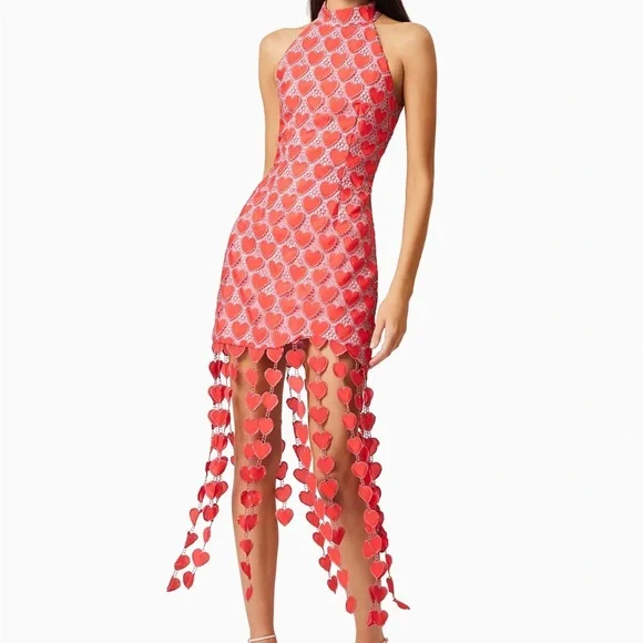 Elliat Elegant Red Heart Dress Anthropologie - Picture 2 of 8